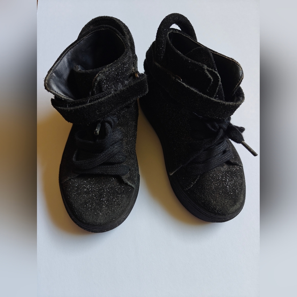 Buscemi Kids Shoes Made In Italy Size 23 Toddler Size 7 Black Glitter Leather